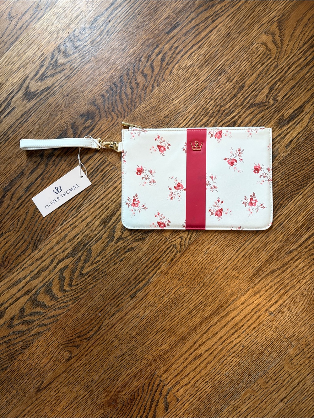 Oliver Thomas wing woman perfect pouch wristlet bag  NWT red cream toile print